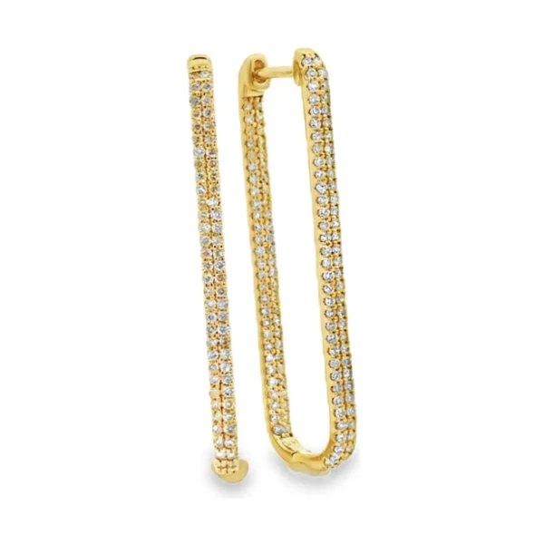 Rectangular Diamond Hoop Earrings