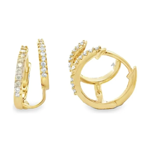 Double Diamond Huggie Earrings