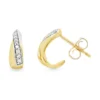 Diamond Curved Huggie Earrings
