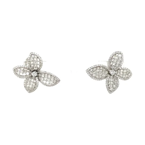 Floral Diamond Stud Earrings