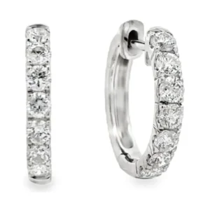 Diamond Hoop Huggie Earrings