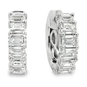 Emerald Cut Huggie Earrings