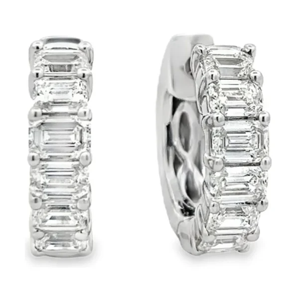 Emerald Cut Huggie Earrings