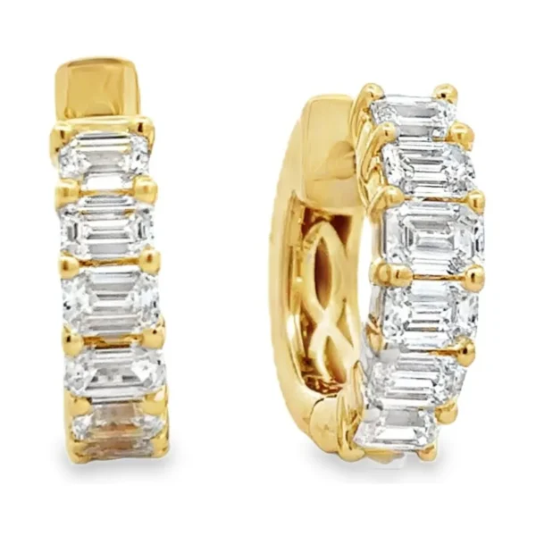 Emerald Diamond Huggie Earrings