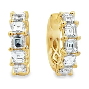 Emerald Diamond Huggie Earrings
