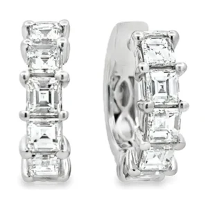 Emerald Cut Huggie Earrings