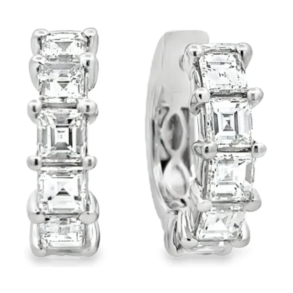 Emerald Cut Huggie Earrings