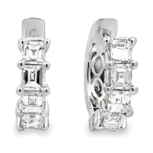 Emerald Cut Diamond Huggies