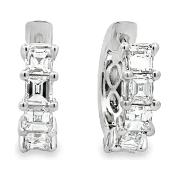 Emerald Cut Diamond Huggies