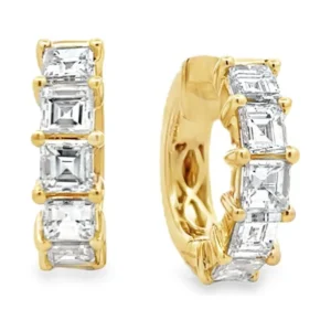 Emerald Cut Huggie Earrings