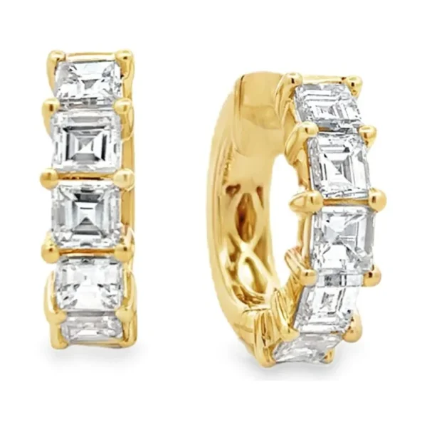 Emerald Cut Huggie Earrings