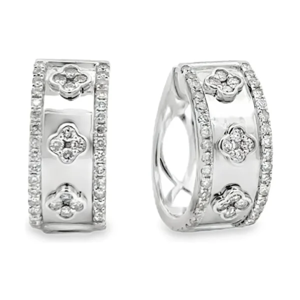 Clover Diamond Huggie Earrings