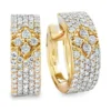 Diamond Floral Huggie Earrings
