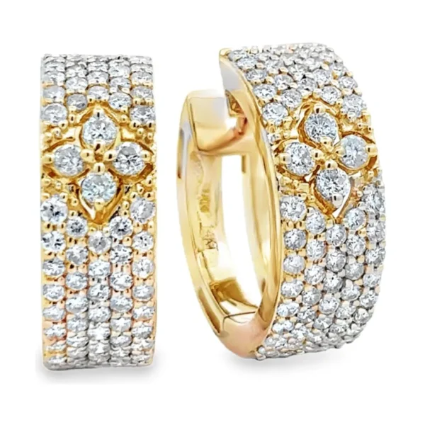 Diamond Floral Huggie Earrings