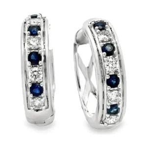 Sapphire Diamond Huggie Earrings
