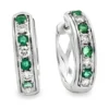 Emerald Diamond Huggie Earrings