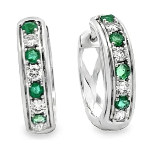 Emerald Diamond Huggie Earrings
