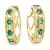 Emerald Diamond Huggie Earrings