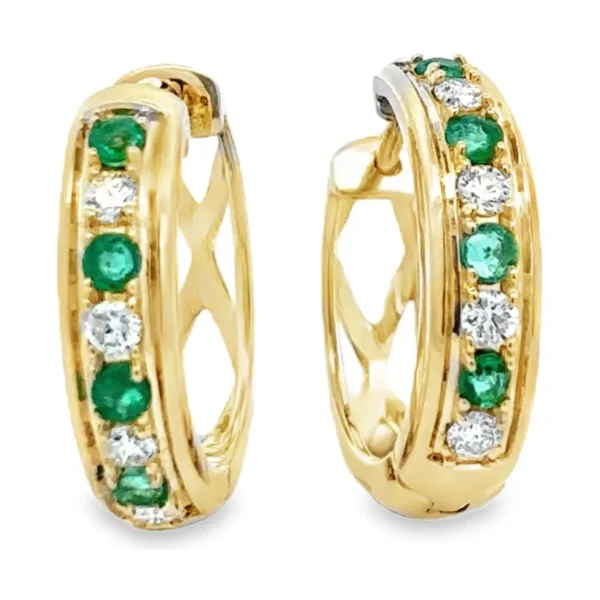 Emerald Diamond Huggie Earrings