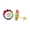 Rainbow Gemstone Circle Earrings