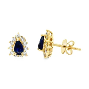 Pear Sapphire Halo Earrings