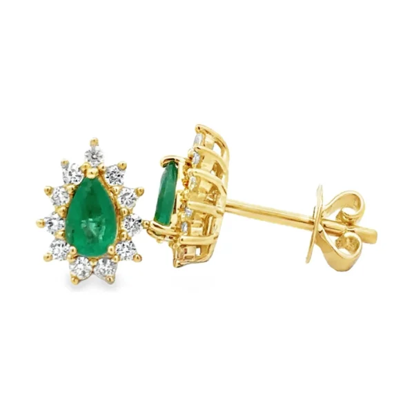 Pear Emerald Halo Earrings