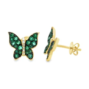 Emerald Butterfly Stud Earrings