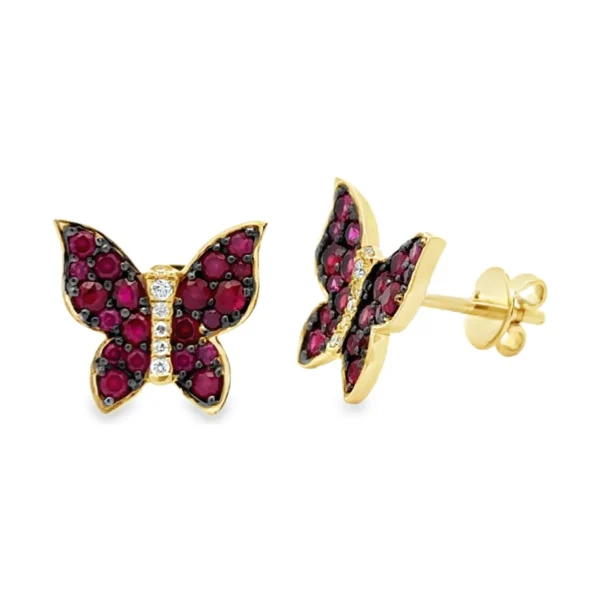 Ruby Butterfly Stud Earrings