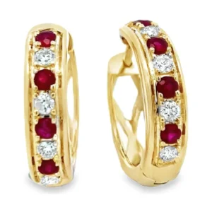 Ruby Diamond Huggie Earrings