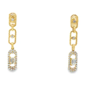 Diamond Link Dangle Earrings
