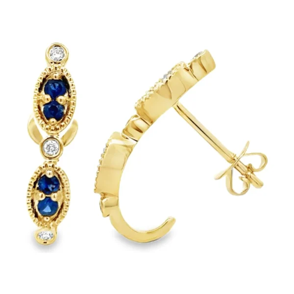 Sapphire Diamond Huggie Earrings