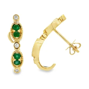 Emerald Diamond Huggie Earrings