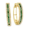 Emerald Diamond Hoop Earrings