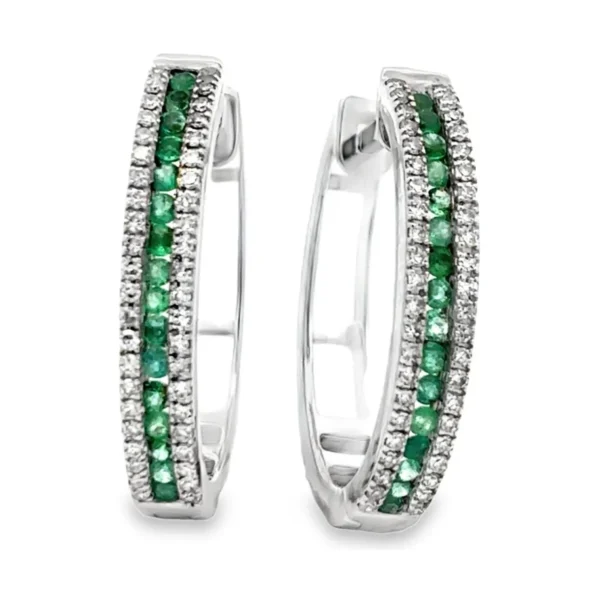 Emerald Diamond Hoop Earrings
