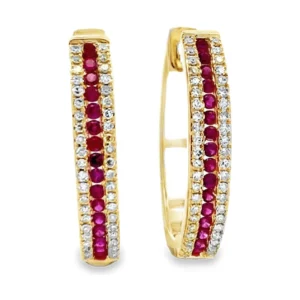Ruby Diamond Hoop Earrings