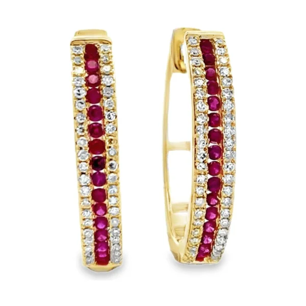 Ruby Diamond Hoop Earrings