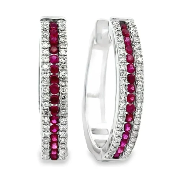 Ruby Diamond Hoop Earrings