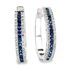 Sapphire Diamond Hoop Earrings