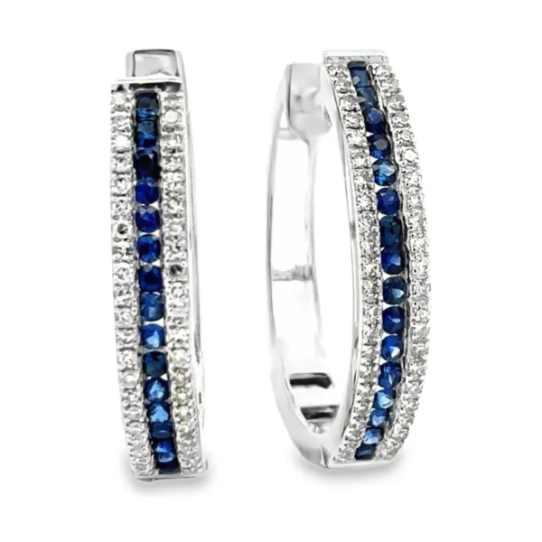 Sapphire Diamond Hoop Earrings