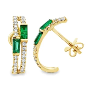 Emerald Diamond Hoop Earrings
