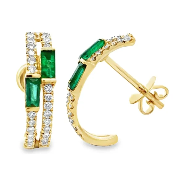 Emerald Diamond Hoop Earrings