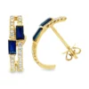 Baguette Sapphire Hoop Earrings