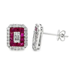 Ruby Halo Stud Earrings