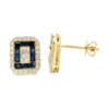 Sapphire Diamond Halo Earrings