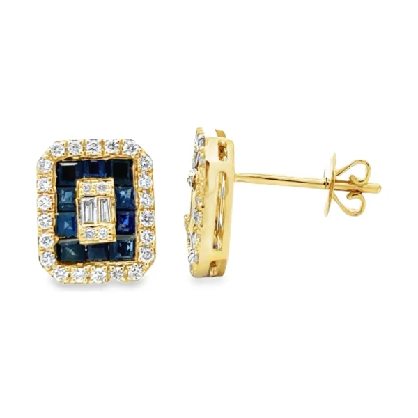 Sapphire Diamond Halo Earrings