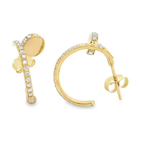 Diamond Crossover Hoop Earrings