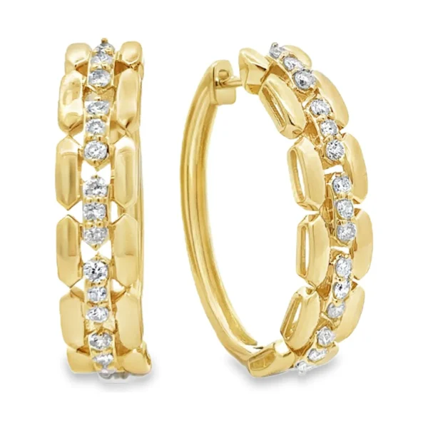 Diamond Link Hoop Earrings