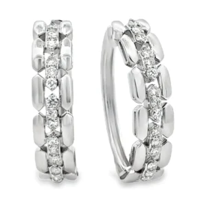Diamond Link Hoop Earrings