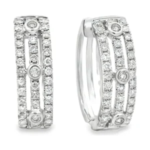 Diamond Multi Row Huggie Earrings