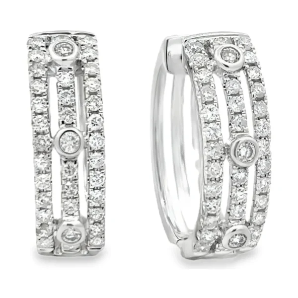 Diamond Multi Row Huggie Earrings